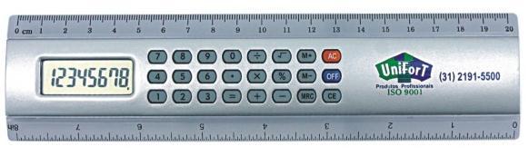 RÉGUA CALCULADORA - Régua Calculadora - 20 cm, 8 dígitos. Funciona com 1 bateria.