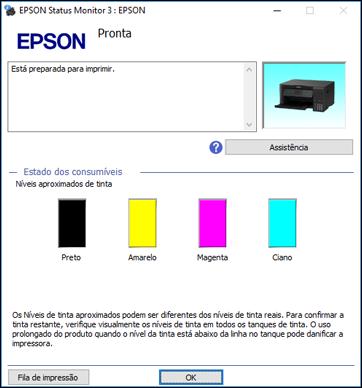 Você verá uma janela como esta: 2. Recarregue tanques de tinta conforme necessário.