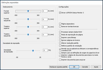 Você verá esta janela: 5. Selecione quaisquer opções de configuração avançada para personalizar a sua impressão. 6. Clique em OK para fechar a janela de Definições expandidas. 7.