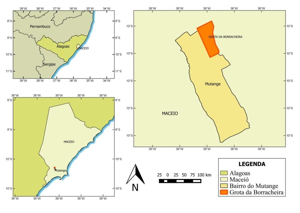 MATERIAS E MÉTODOS: Descrição da área de estudo: A área de estudo fica localizada no Bairro do Mutange (Figura 1), especificamente na Grota da Borracheira, que pertence à Região Metropolitana de