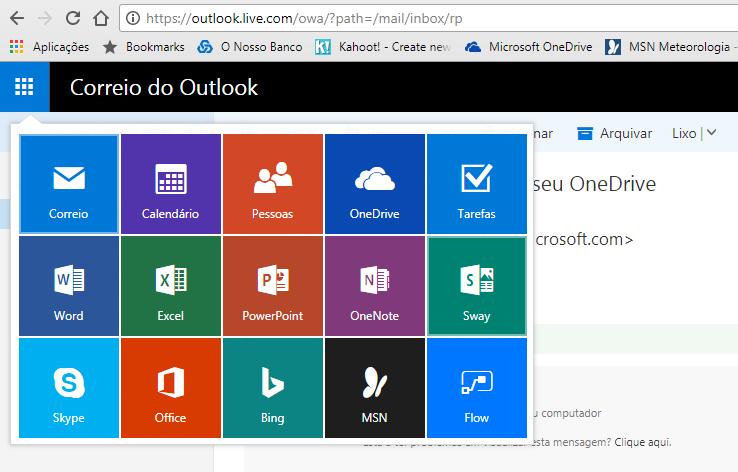 Sendo assim, há duas formas de aceder ao serviço de armazenamento na nuvem: 1) Aceda ao Outlook e digite seu login e senha de e-mail do Outlook, Live ou Hotmail.