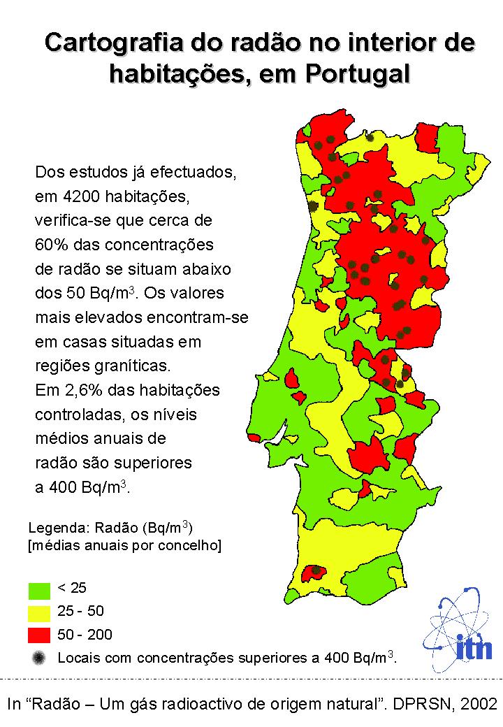 : Granito Fonte: ITN 17 Distribuição de radão em Portugal Exposições diárias superiores a 400