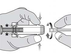 O dispositivo de protecção (segurança) consiste num cilindro de plástico (dispositivo de protecção) que antes da dose ser administrada cobre o corpo da seringa.