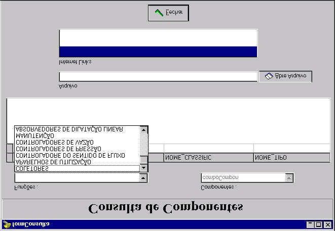 Uma vez escolhido o componente, é exibida a relação das combinações de tipos e classificações que este componente possui, como é mostrado na Fig. 4.