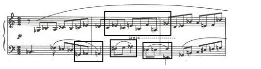 Mib. No início da seção B, o intervalo de Réb com Mib remete ao acorde de Mib com sétima e soa como uma sonoridade centralizadora (c. 17), assim como na coda (c.