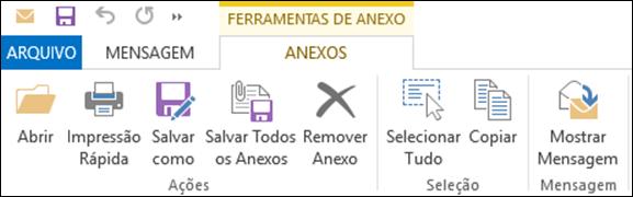 ABRIR OU SALVAR UM ANEXO DE MENSAGEM DE E-MAIL Você pode abrir um anexo do Painel de Leitura (uma janela no Outlook na qual você pode visualizar um item sem abri-lo).