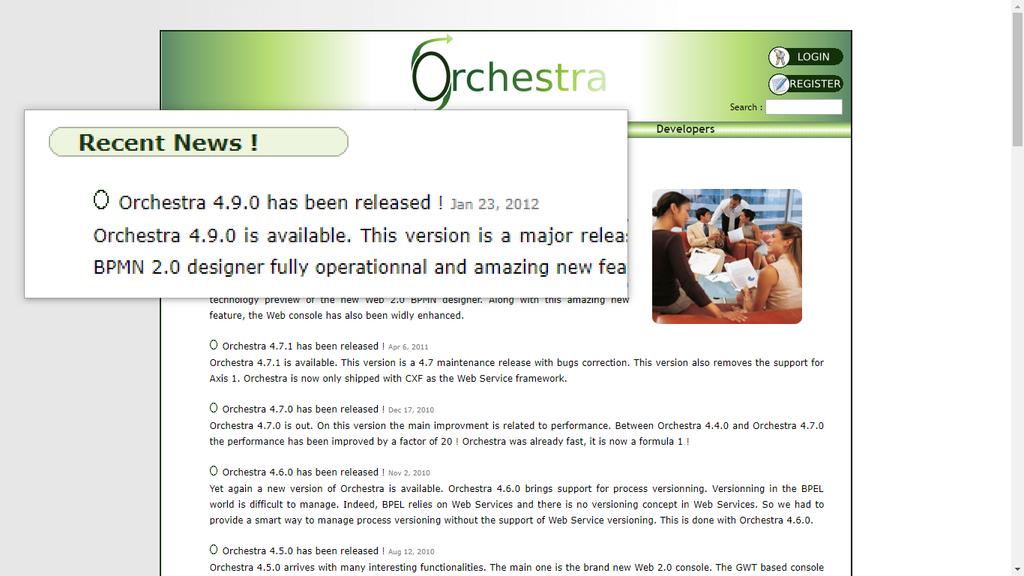 54 Figura 32 Página de novidades do site da Orchestra Fonte: do autor, 2017.
