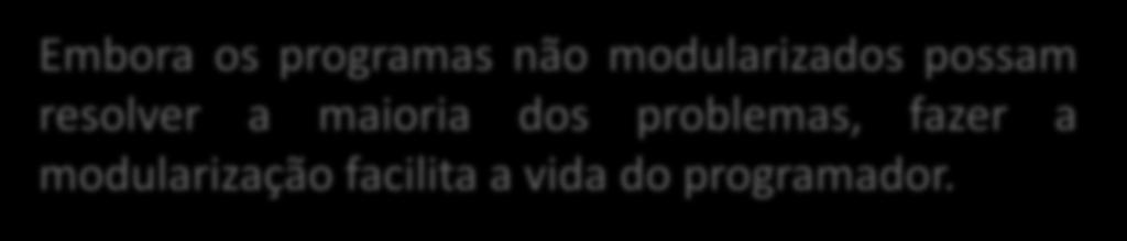 A linguagem C, como qualquer outra linguagem de programação, permite dividir um programa em pedaços (módulos) pequenos e simples.