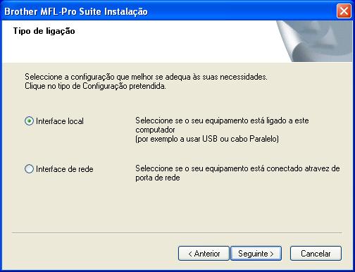 Fase 2 Para utilizadores do cabo de interface USB (Para 98/98SE/Me/2000 Professional/XP) D Quando surgir a janela da Licença do Software Brother, clique em Sim.