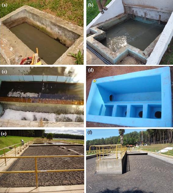 distribuição (Figura 5.1a e 5.1b) e de saída do efluente tratado (Figura 5.1c e 5.1d).