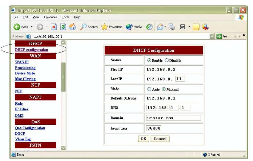 Manual de Administração ian-02ex Nota do Editor C-9 4.4 DHCP Para configurar DHCP, clicar em DHCP Configuration no painel esquerdo e introduzir os valores aplicáveis na Figura 4-9.
