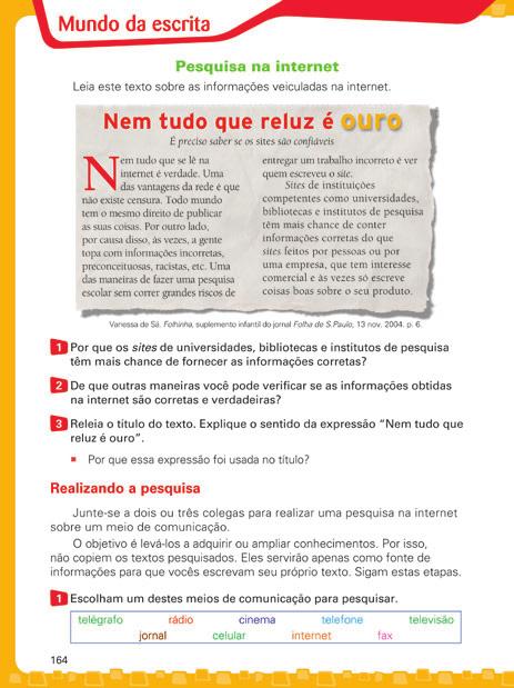 Aprender Juntos Língua Portuguesa 4º ano página 164 Usos do dicionário Destaca a importância do dicionário como ferramenta valiosa em diversas situações