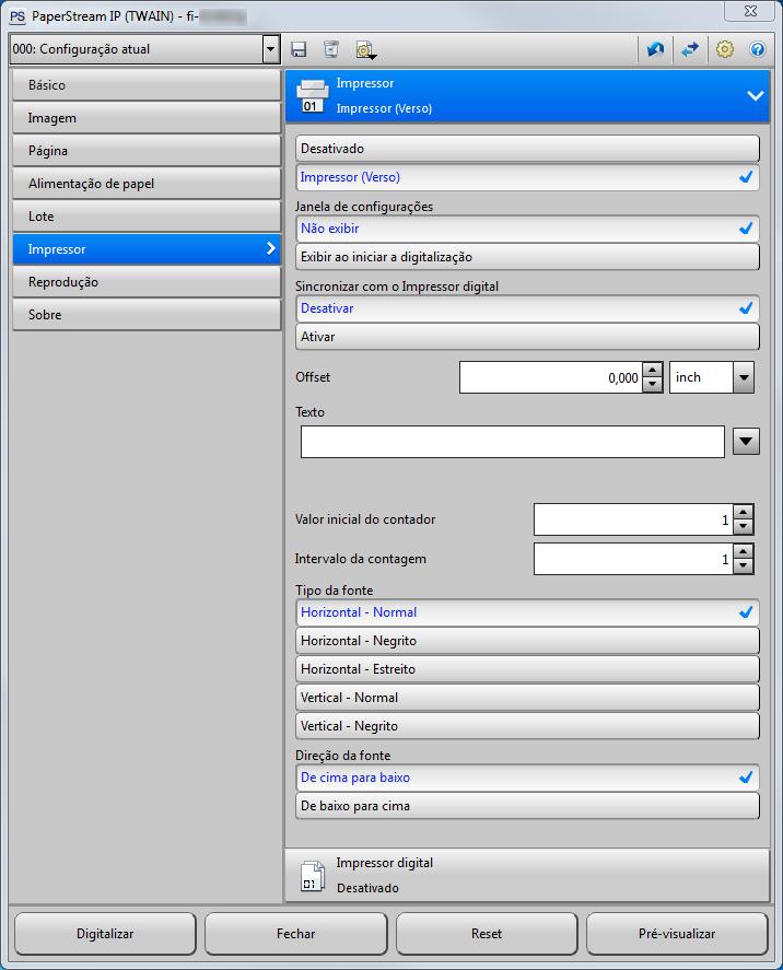 3.3 Configuração da Você pode configurar as definições do impressor usando a janela de configuração do driver do scanner.