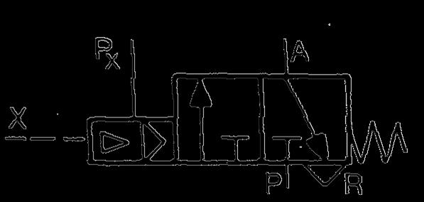 força da mola, ligando A com P; Se P x volta a zero, mola leva pistão para