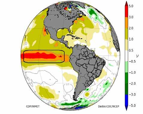7.2. Condições oceânicas recentes e tendência 1 Segundo a classificação da agência americana National Oceanic and Atmospheric Administration (NOAA), o fenômeno El Niño anomalias positivas da