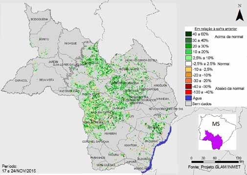 A tabela no gráfico de quantificação de áreas mostra que a atual safra tem 24% de suas lavouras com altas respostas de IV, contra 23% no mesmo período do ano passado.