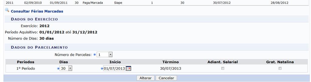 informando-a ou selecionando-a no calendário virtual o Adiant.