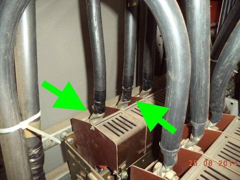 cabos de entrada da Seccionadora nas Fases R e T (seção traseira da chave dupla) e verificar origem do aquecimento. Observar colocação do terminal prensado e da conexão com parafuso.