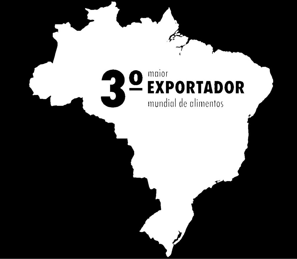 DAS EXPORTAÇÕES AGROPECUÁRIAS* MUNDIAIS 4º CERCA DE 6,7% SAÍRAM DO BRASIL US$ 70 bilhões 1,2% das exp mundiais *Produtos do