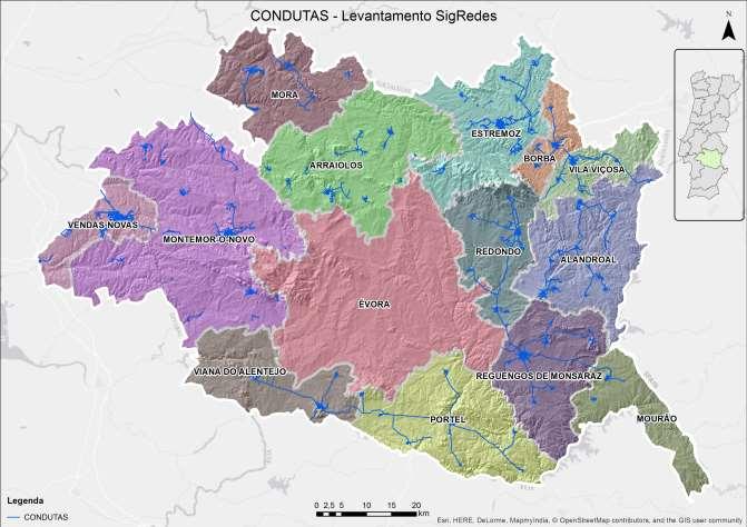 Cadastro SigRedes Levantamento DISTRIBUIÇÃO DE ÁGUA DE ABASTECIMENTO: 126 localidades servidas com sistemas públicos de abastecimento de água num total de 74 Zonas de