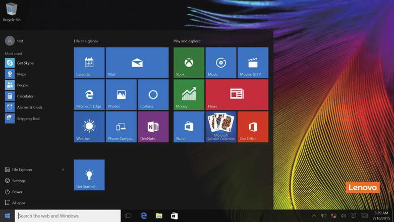 Capítulo 2. Primeiros passos para usar o Windows 10 O botão de energia está no menu Iniciar.