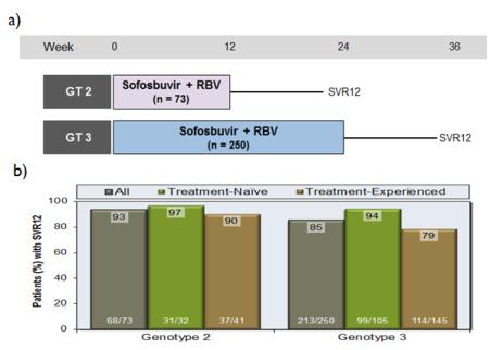 Destes, a maioria dos pacientes tinha genótipo 1a (69%), seguindo-se 20% de pacientes com G1b, 9 % com G4, seis pacientes com G6 e por último, um paciente G5.