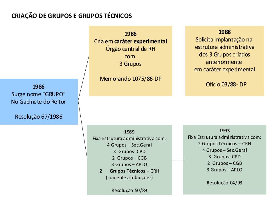 É possível identificar uma tendência que se intensifica na Administração Pública e que também ocorre na Unesp de incorporação de Grupos Técnicos na constituição da estrutura administrativa, com