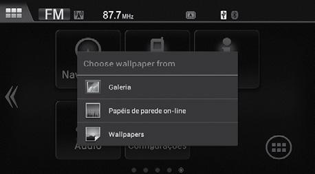 Aplicativos e Widgets Usando Aplicativos ou Widgets Para Alterar um Papel de Parede da Tela Home É possível alterar um papel de parede da tela