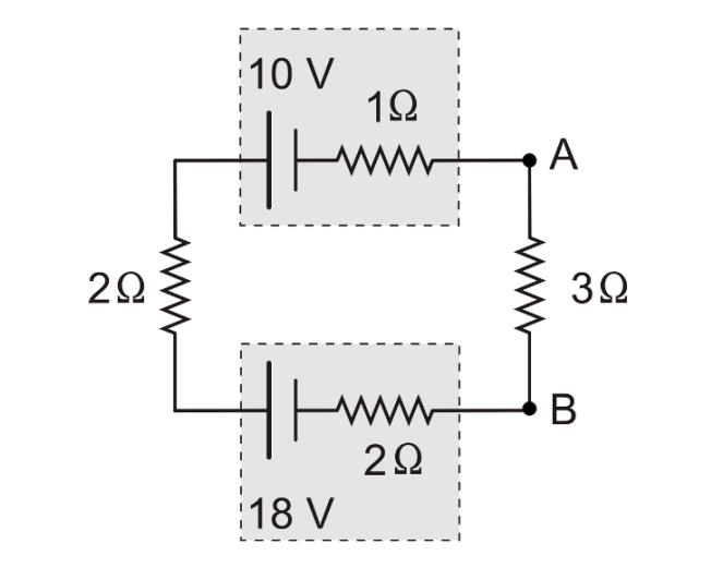 8. Observe o circuito abaixo, onde uma bateria de = 18 V alimenta um motor elétrico de = 10V através de um circuito que contém, ainda, 2 resistores.