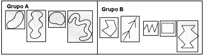 Observe os indivíduos de cada um dos grupos catalogados num hipotético sistema de classificação: a) Os indivíduos encontrados que pertencem ao grupo A estão representados pelo(s) número(s).