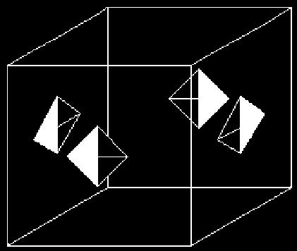 Figura 4. Exemplos de simetria que envolvem a combinação de 3 eixos de rotação com o centro de inversão. 5.