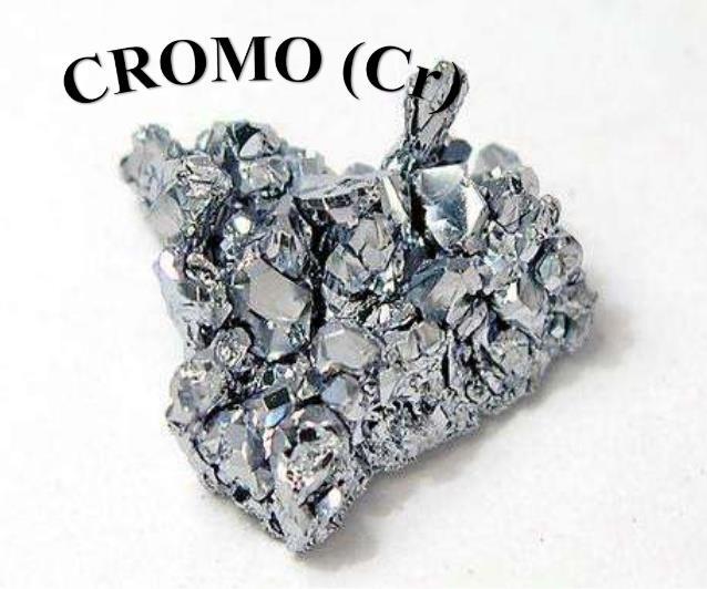 Consequências Cromo Cromo (Cr) O cromo é um metal muito resistente e pouco abundante.