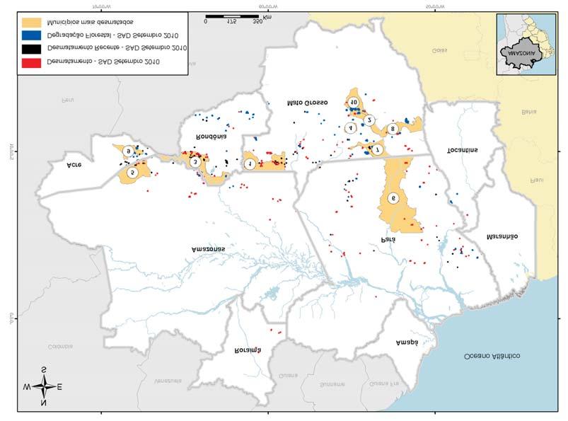 Setembro de 010 Municípios Críticos Em setembro de 010, os municípios mais desmatados foram: Colniza (Mato Grosso), Feliz Natal (Mato Grosso) e Porto velho (Rondônia) (Figura 10 e 11).