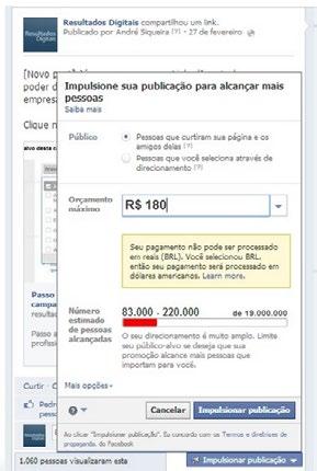 Já falamos anteriormente que as publicações orgânicas no Facebook só atingem em média 3% das pessoas que curtiram uma página.