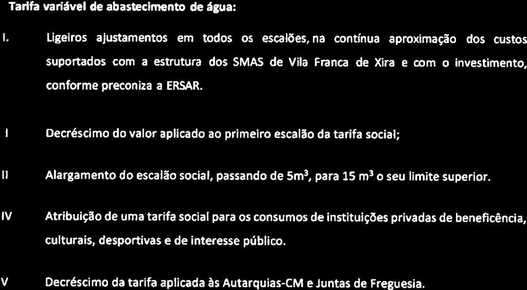 SERVIÇOS MUNKIPALIZADOS DE ÁGUA E SANEAMENTO MUNICÍPIO DE VILA FRANCA DE XIRA ATUALIZAÇÃO TARIFÁRIA PARA