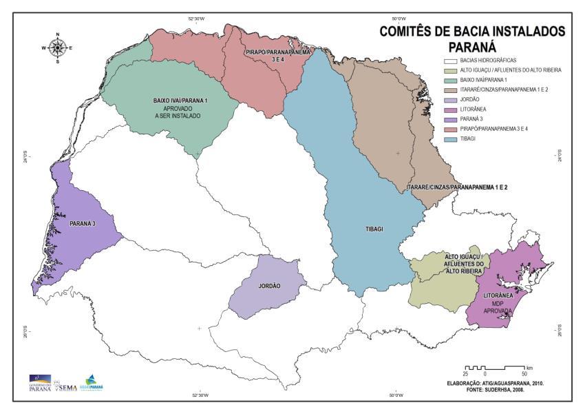 PLANOS DE BACIA HIDROGRÁFICA Alto Iguaçu e Afluentes do Alto Ribeira Plano aprovado pelo Comitê Enquadramento aprovado Cobrança aprovada Plano de efetivação do enquadramento Cadastro de Usuários