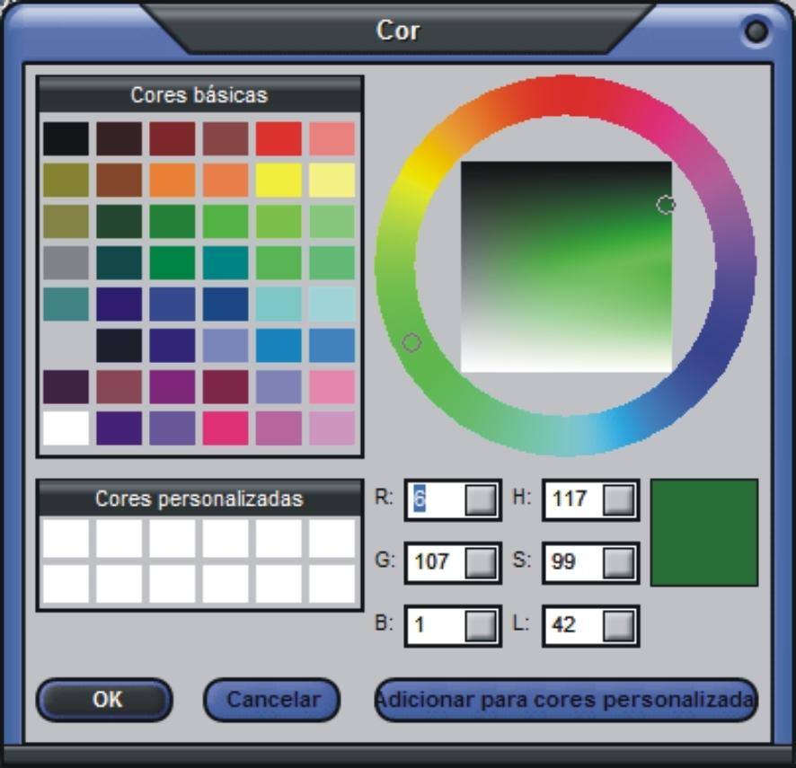 1 - Utilize a barra de ferramentas para dar manutenção ao cadastro de cores 2 - Para definir a cor de exibição no vídeo, digite o RGB da