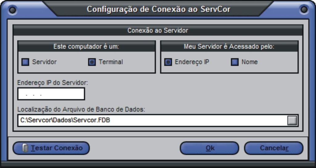 22 CONFIGURANDO UM TERMINAL. Após a instalação do sistema no terminal será apresentado a tela de configuração de conexão.