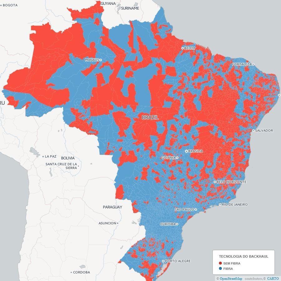 Backhaul em fibra óptica Levantamento feito pela Anatel: http://www.anatel.gov.