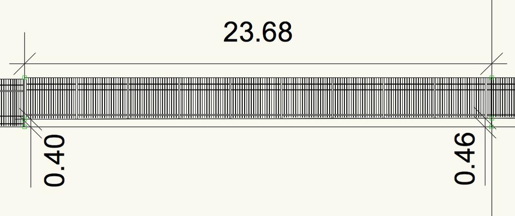 5,38m = 1,99m2 (0,40m+ 0,46m)/2 x 23,68m =