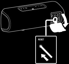 Utilizar o botão RESET Se não for possível ligar ou utilizar a coluna apesar desta se encontrar ligada, abra a tampa na parte traseira e carregue no botão RESET com um alfinete ou outro objeto