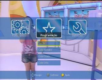 4. Programação O MENU é usado para acessar o menu principal do Guia de Programação, que controla principalmente guias,