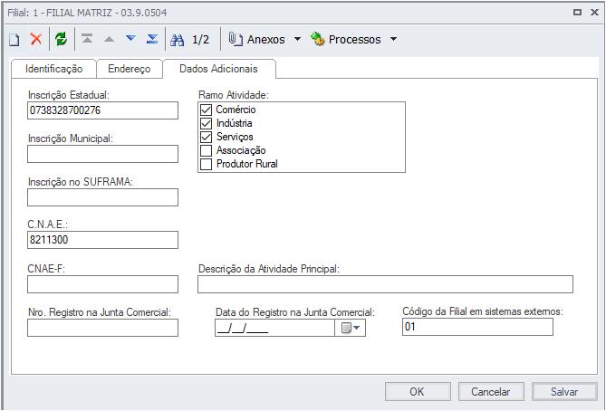 Parametrizações no RM e o TAF Após incluir as Empresas e Filiais no TAF acesse Atualizações Empresa Complemento de Cadastros no campo Cod Filial informe o