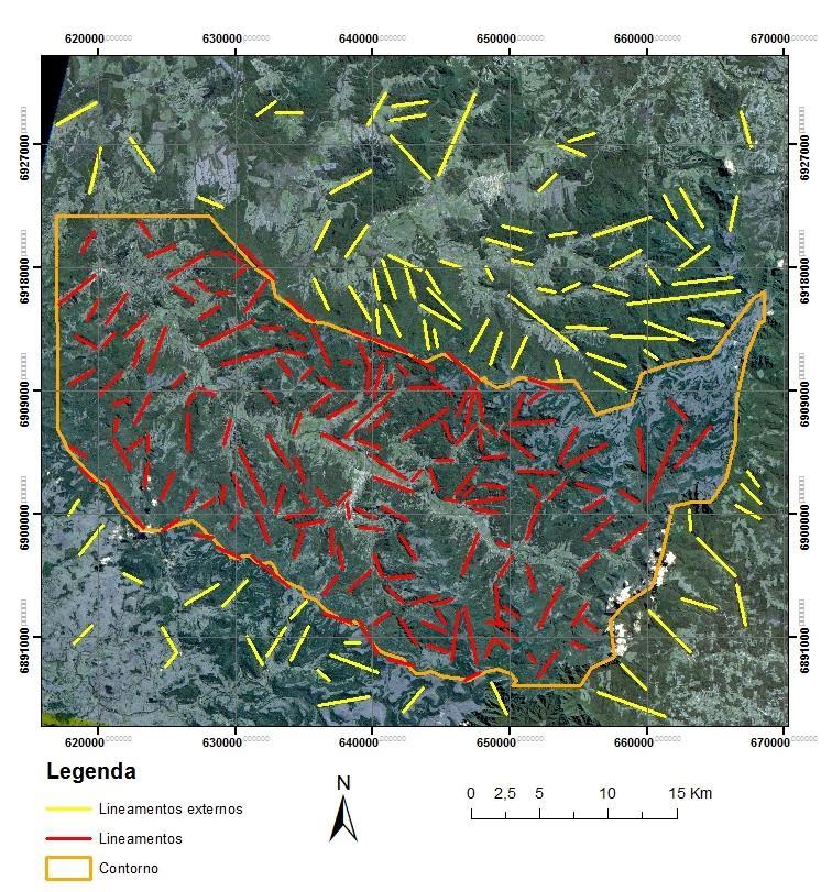 54 Figura 24: Lineamentos mapeados na região de Urubici.