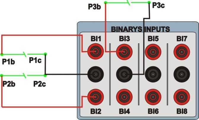 1.3 Entradas Binárias Ligue as Entradas Binárias do CE-600X às saídas binárias do relé. BI1 ao pino P1b e seu comum ao pino P1c.