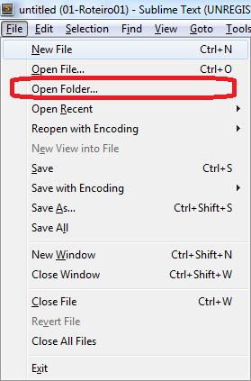 Sublime Text Sublime Dicas O menu Open