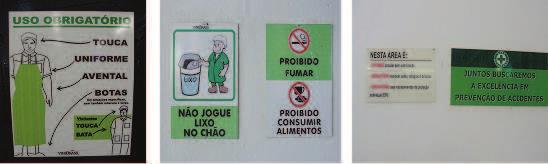 Figura 9. Exemplos de cartazes para a correta conduta de funcionários e visitantes no ambiente de processamento da vinícola.