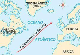 Mediterrâneo (mediterrânea) Na Europa, a Corrente do Golfo contribui para a