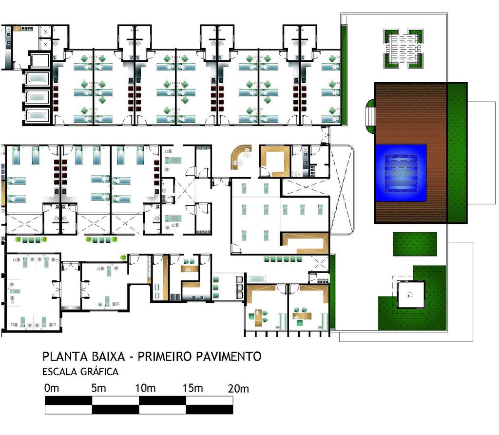 PLANTA BAIXA PRIMEIRO PAVIMENTO 1. Quantos de Internação 2. Berçário 3. Uti Neonatal 4. Sala de Equipamentos 5.