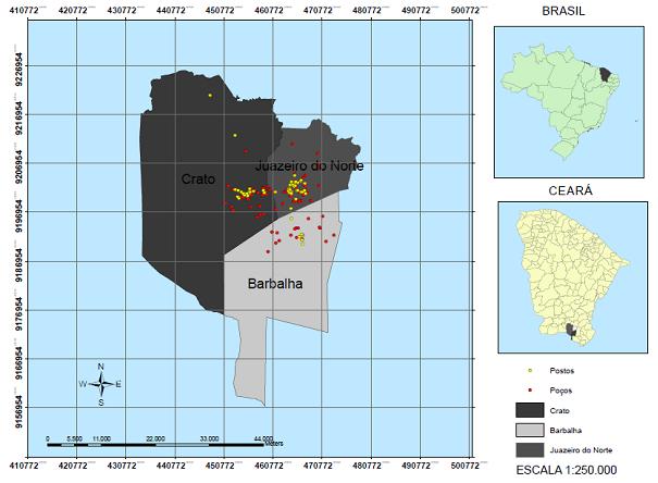 a unidade hidrogeológica mais importante e mais perfurada para abastecimento, detendo vazões que podem alcançar até 300 m 3 /h. Área em estudo Figura 01 Localização da área em estudo. 2.